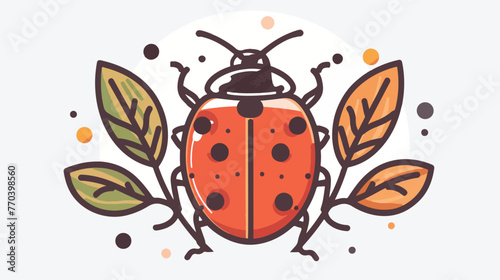Spring Elements Ladybug Filled Line Icon  Flat vector © Megan