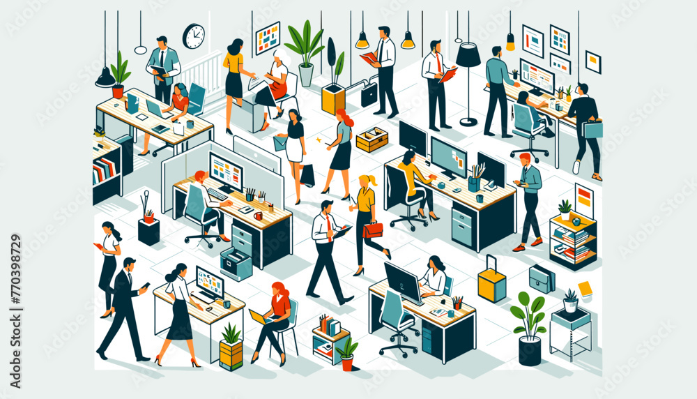 Fototapeta premium Image concept of an innovative workspace for creative professionals. Vector illustration.