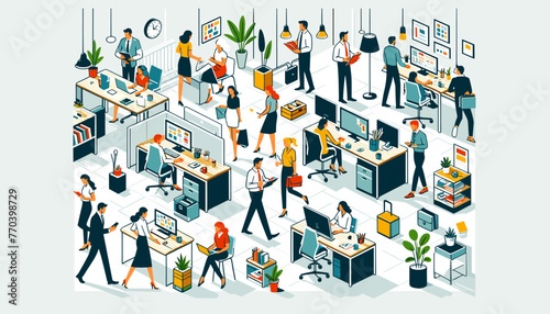 Image concept of an innovative workspace for creative professionals. Vector illustration.