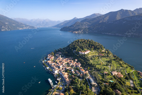 Bellagio, Italy - Aerial view of the beautiful Italian village of Bellagio on lake Como in northern Italy