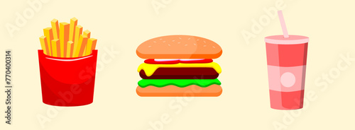 Fast food vector icon set