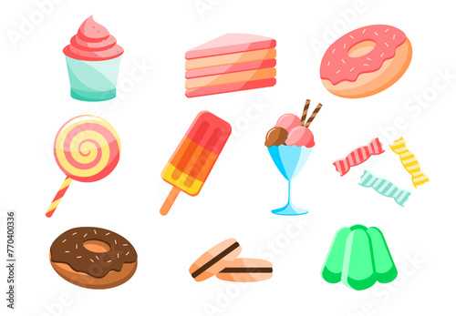 sweet food vector icon set