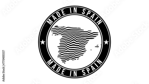 made in Spain stamp, black isolated silhouette