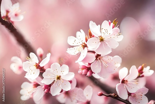 Zoomed in on the loveliness of pink cherry blossoms, the soft focus background enhancing the ethereal quality of these delicate flowers.