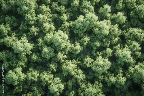 Aerial view of green trees in forest,  Top view,  Nature background photo