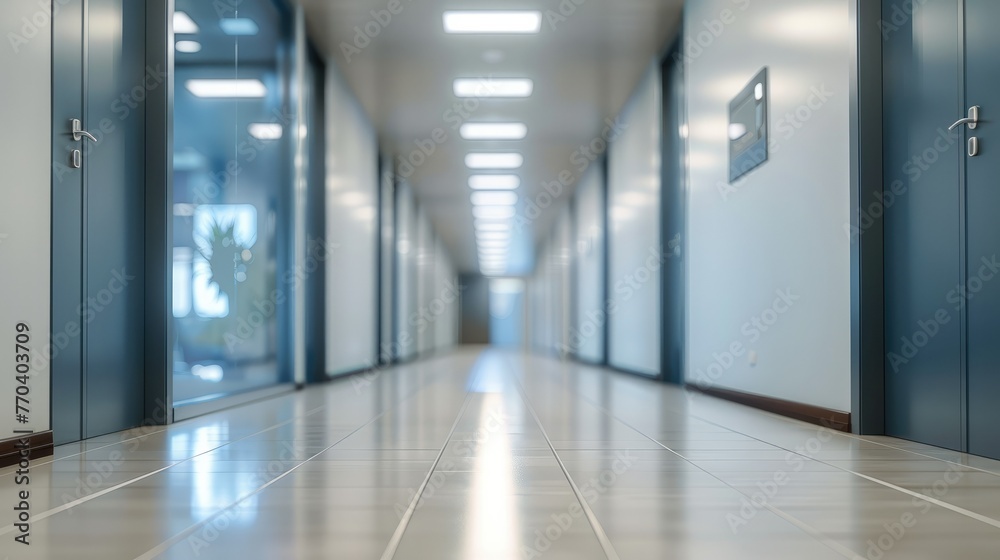 Fototapeta premium Blurry office corridor background. Generative AI.