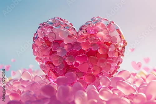A heart made of pink material is on a background