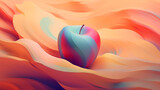 Illustration d'une pomme au milieu de formes colorées abstraites. Arrière-plan moderne 4k