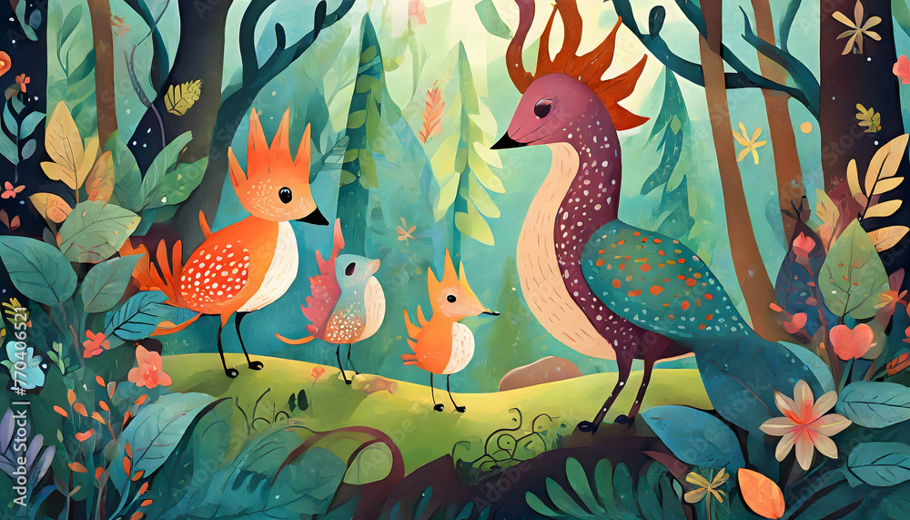 Whimsical Forest Creatures. Generative AI.