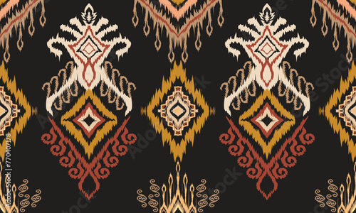 Hand draw Beautiful Ikat paisley embroidery .geometric ethnic oriental seamless pattern traditional.Aztec style abstract vector illustration.great for textiles, banners, wallpapers, wrapping vector.