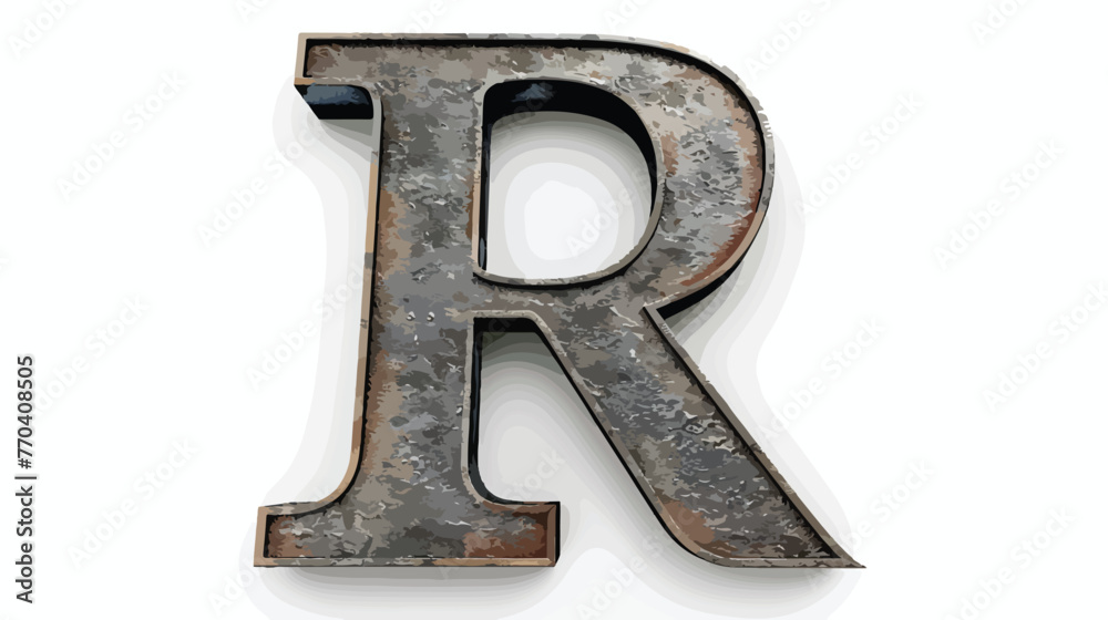 Vector letter R from metal gothic alphabet. Uppercase
