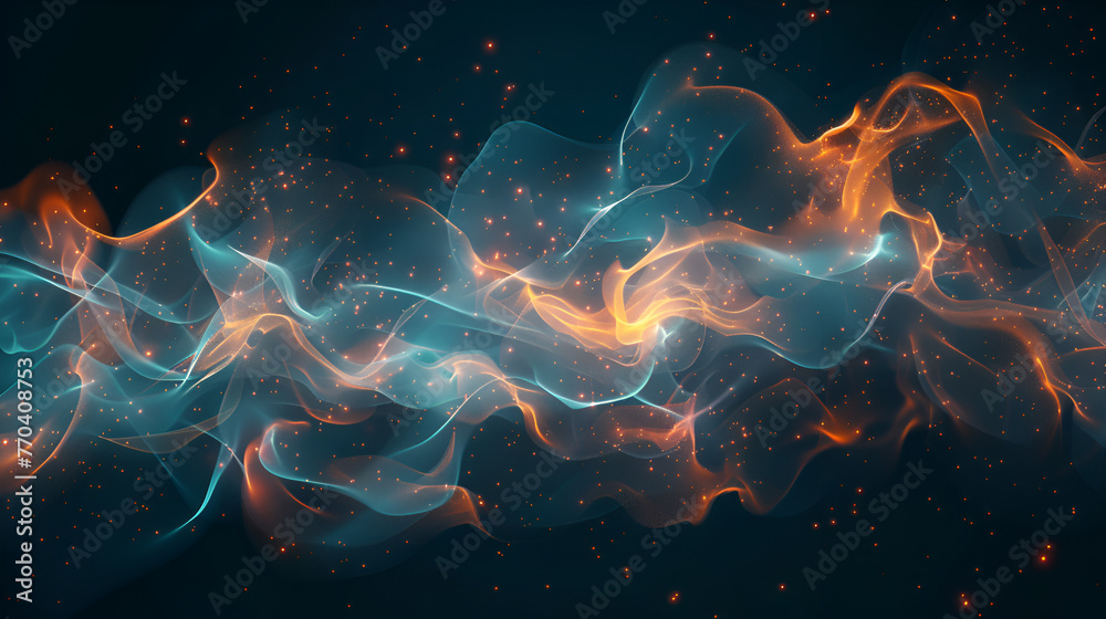 glowing nebula in teal and orange abstract colorful background, generative Ai - obrazy, fototapety, plakaty 
