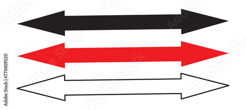 Long Two side arrow illustration icon. Icon with double arrow on white background for web page design.  Black horizontal double arrow. Vector 10 Eps.