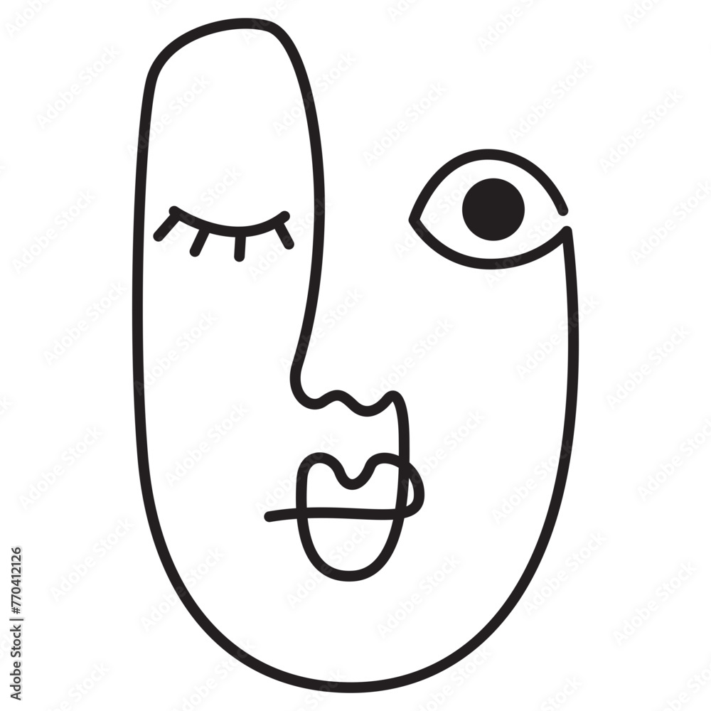 Abstract Face Line Art