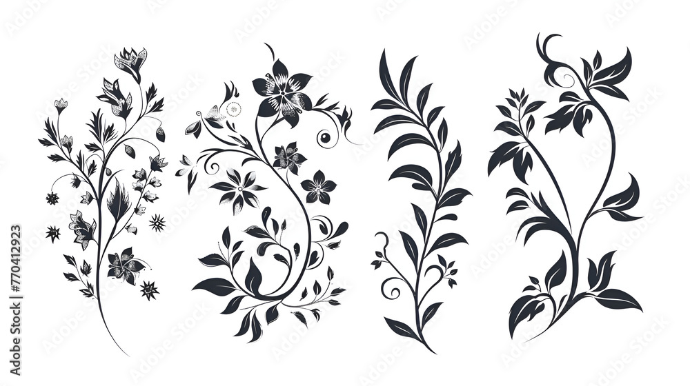 Hand Drawn Calligraphic Floral Spring Flourish Design, generative Ai