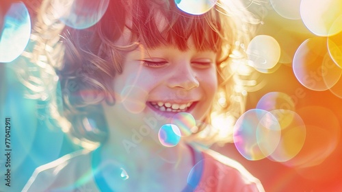 Childhood Joy: Imaginative Portrait with Flare and Glare Light Leak