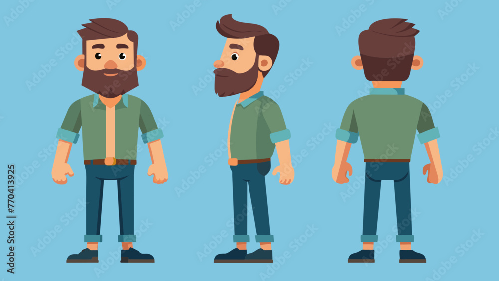 bearded man cas silhouette vector illustration