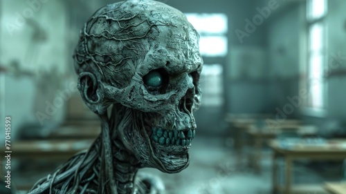 3D rendered of Zombie doing brain teasers to keep sharp
