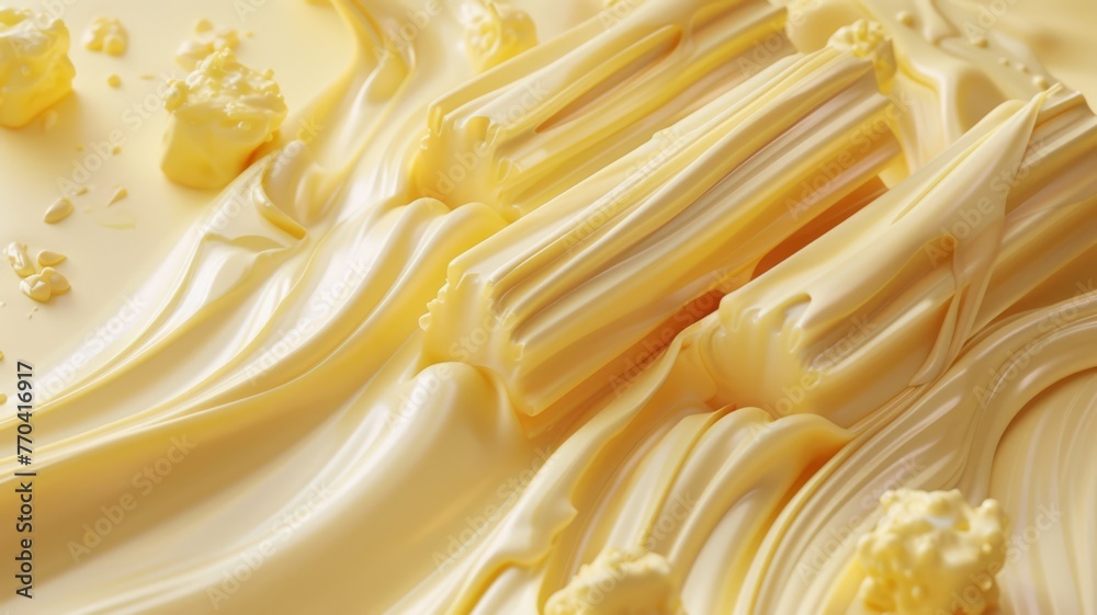 Butter sticks on cream flow 3D format - obrazy, fototapety, plakaty 