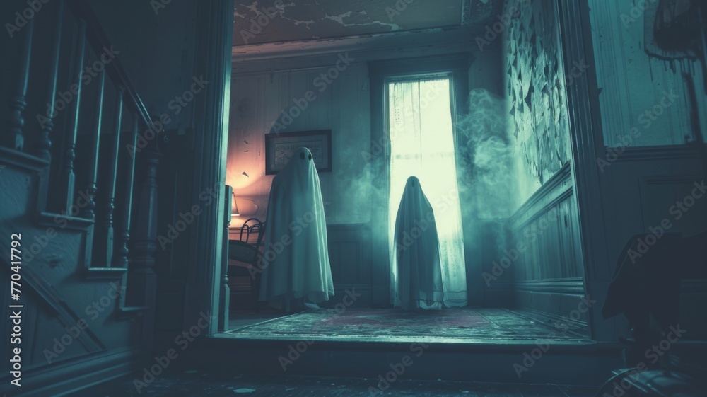 Ghosts conducting a haunted house inspection Ghosts conducting a haunted house inspection