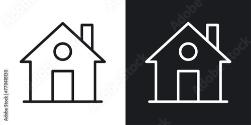 Home Icon and Real Estate Symbol Set. Web Homepage Button and Shelter Pictograms.