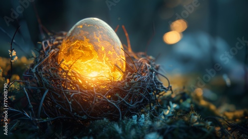 Nest egg glowing with an inner light of security
