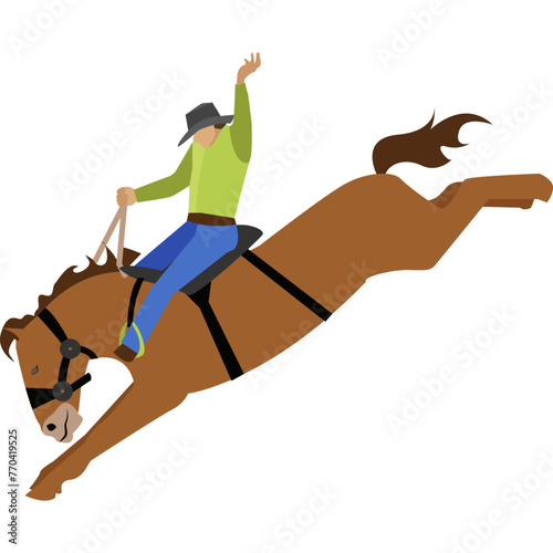 Rider tamer riding on horse vector icon isolated on white