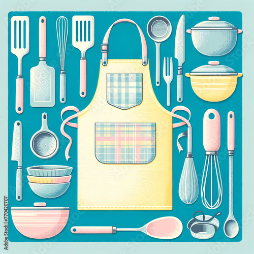 set of kitchen utensils illustration