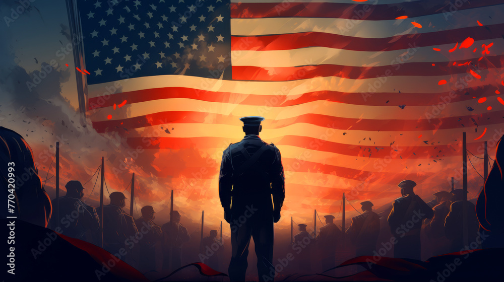 Poster for 4yh July US patriot veterans day background - obrazy, fototapety, plakaty 
