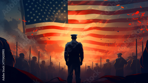 Poster for 4yh July US patriot veterans day background