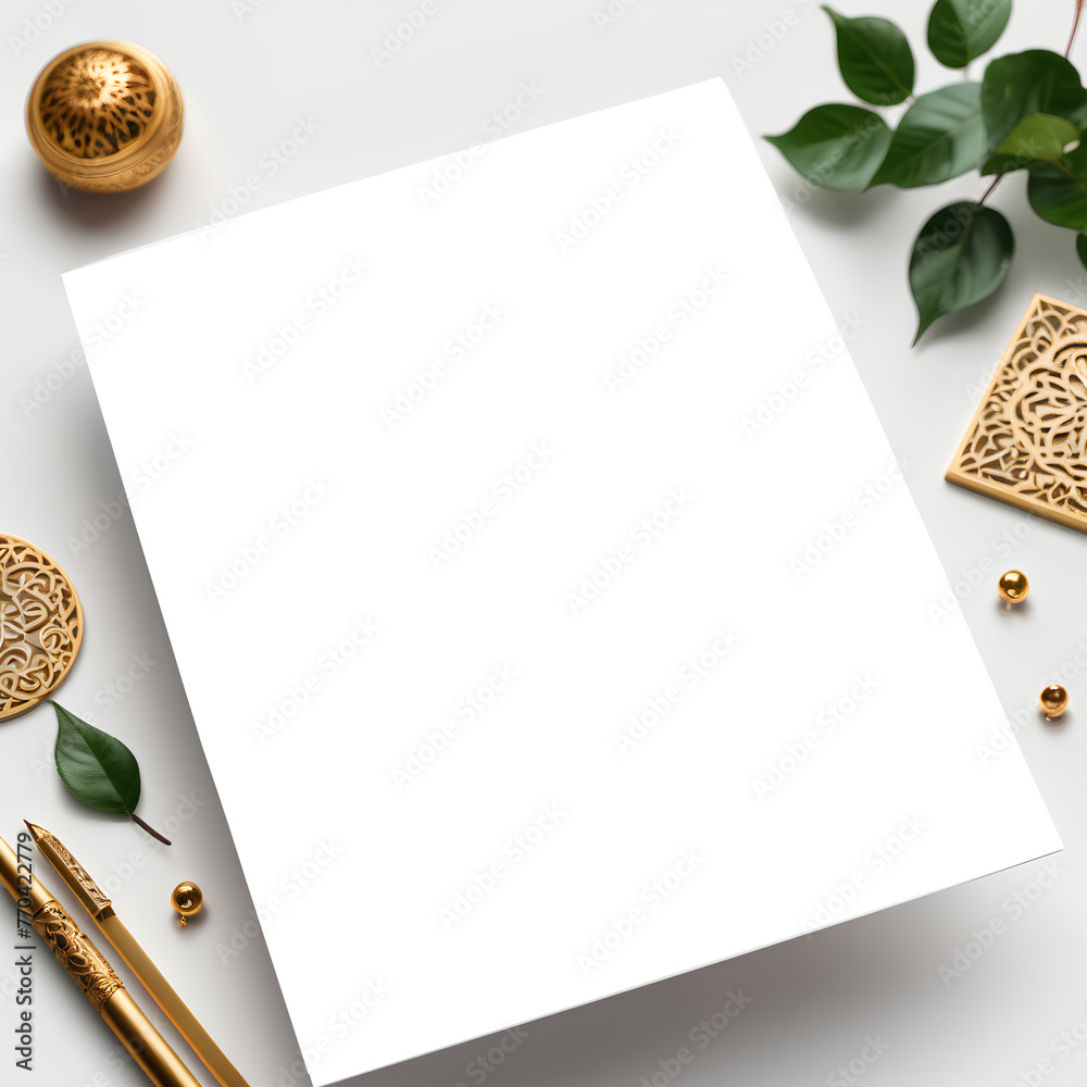 note paper with green leaves note paper with green leaves