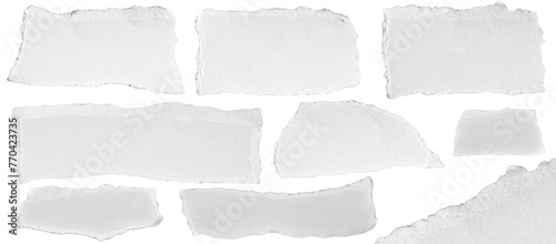 Fotografija set - collection of torn white paper scrap or different shapes of ripped sheets