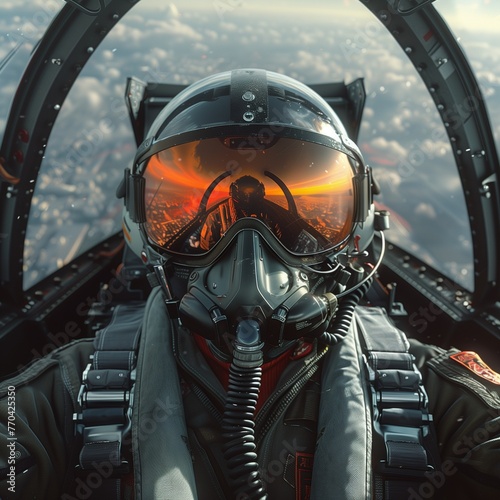 jet fighter pilot in a cockpit