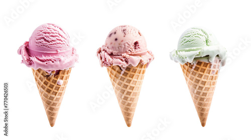 Ice cream fruit cone isolated white background
