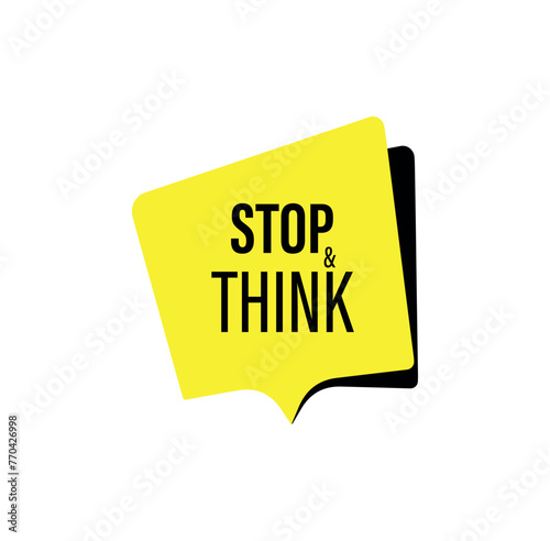 stop and think sign on white background