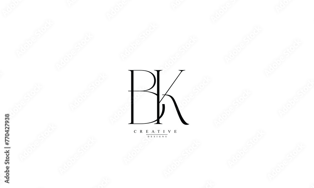 Alphabet letters Initials Monogram logo BK B K