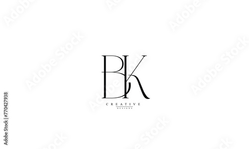 Alphabet letters Initials Monogram logo BK B K