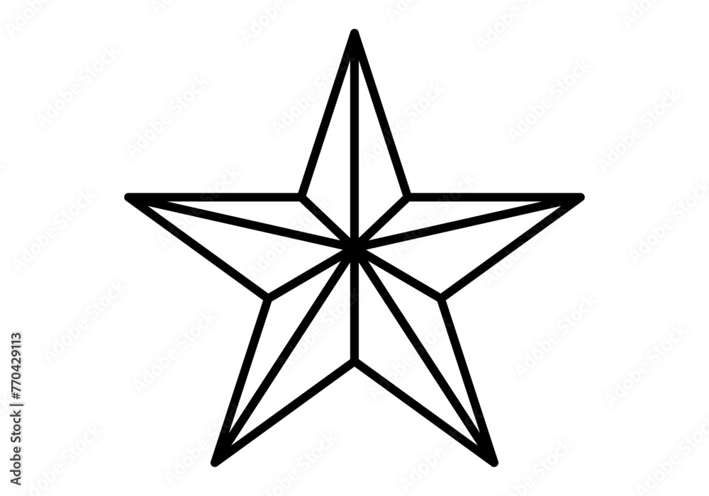 Fototapeta premium Icono negro de estrella en fondo blanco.