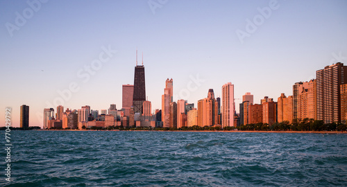 The Skyline of Chicago view from Lake Michigan 