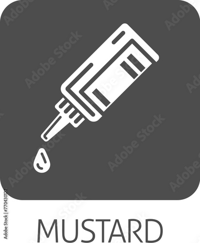 Ketchup or mustard sauce bottle food stylised icon concept. Possibly an icon for the mustard allergen or allergy.