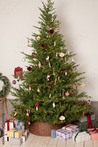 Christmas tree in a studio vintage style