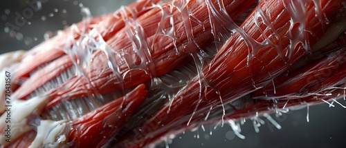 Seethrough muscle texture and sinews, hyperrealistic, superdetailed, clean sharp focus, professional color grading, closeup ,close-up photo