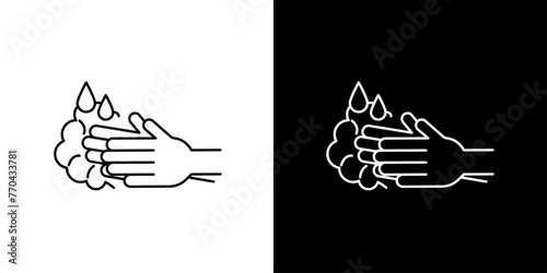 Importance of Hand Washing Icons. Clean Hands and Sanitation Symbols. photo
