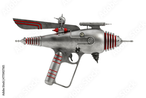 Retro ray gun isolated on transparent background. 3D illustration