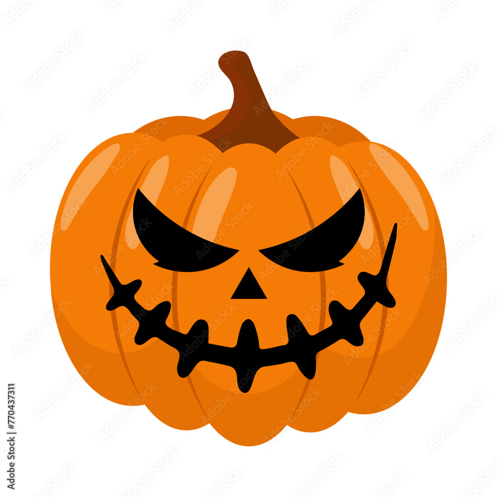 Fototapeta premium Halloween pumpkin in flat style for poster, banner, greeting card. Vector illustration.2