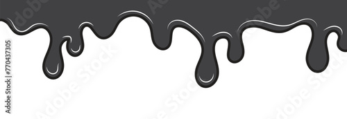 Dripping liquid or paint seamless pattern. Melting chocolate, flowing cream, glaze, yogurt or honey horizontal border. vector illustration .EPS 10