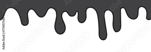 Dripping liquid or paint seamless pattern. Melting chocolate, flowing cream, glaze, yogurt or honey horizontal border. vector illustration .EPS 10