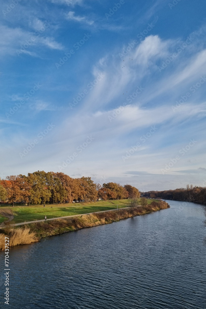 Fototapeta premium River Flowing Through Lush Green Park