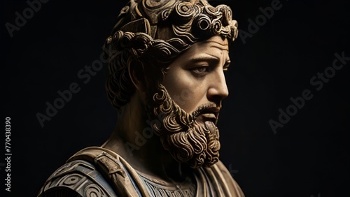 Stoic statue on dark background