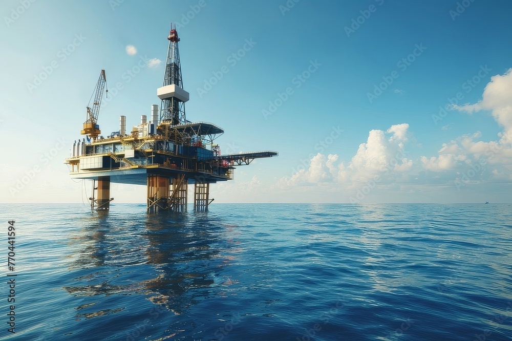 Image of oil platform while cloudless day concept Image of oil platform while cloudless day concept
